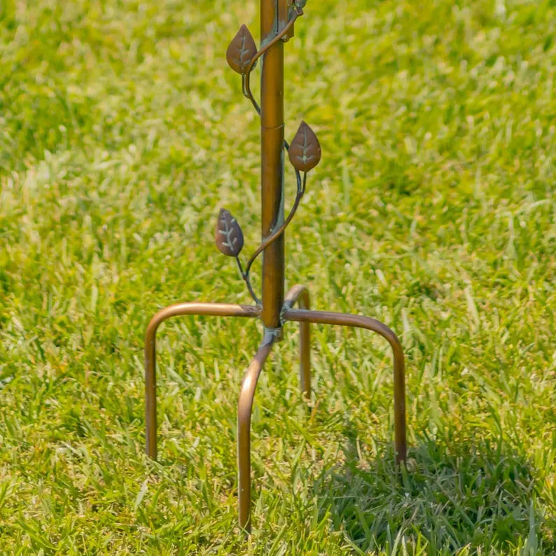 43.75" Tall Multi-Tier Blossom-Shaped Iron Birdbath Garden Stake "Camellia"